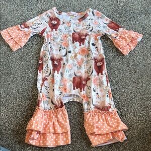 0-6 month Clover Cottage Floral and Animal Print Baby Romper